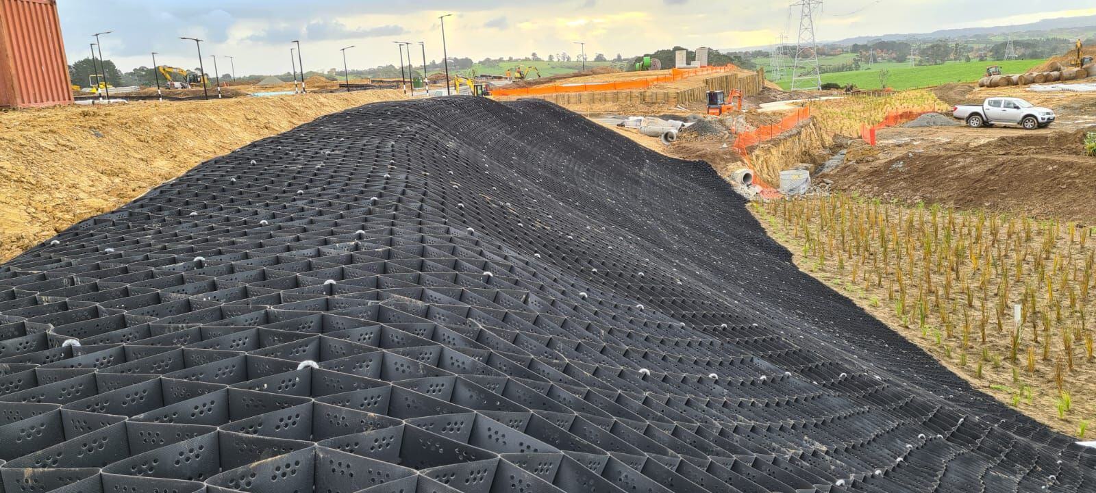Geocell embankment stabilization
